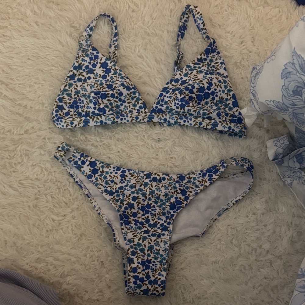 Blue Floral Two-Piece Bikini Set